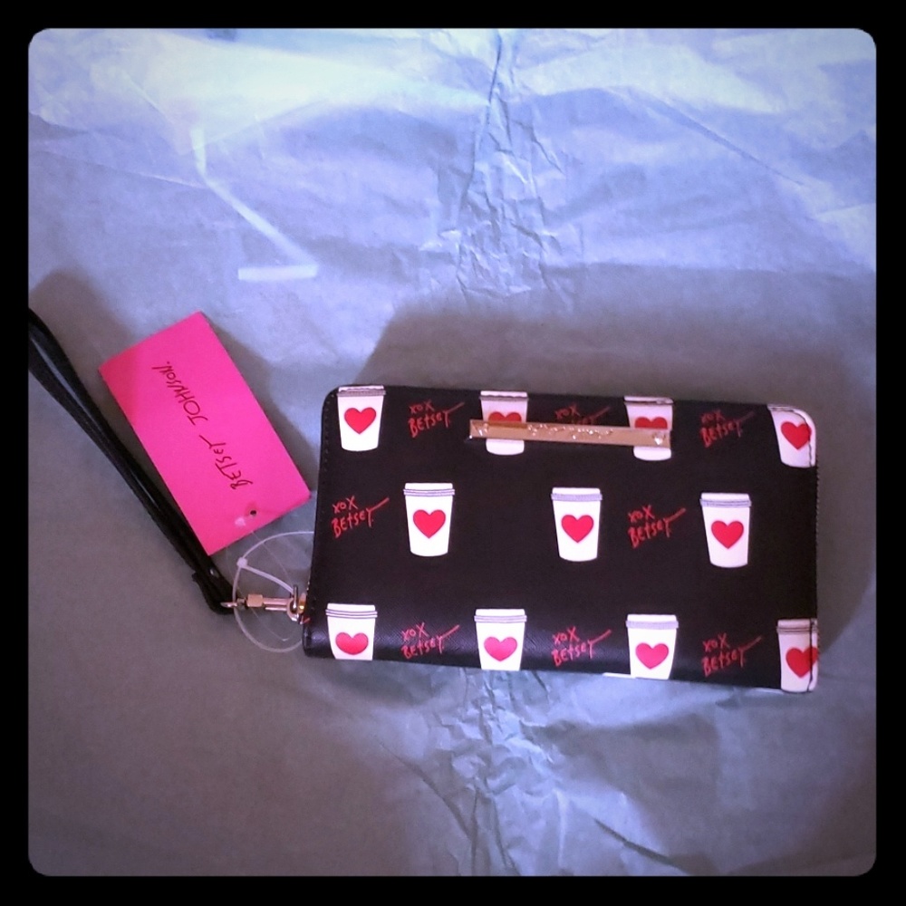 COPY - COPY - Betsy Johnson coffee lover wristlet wallet